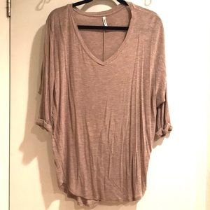 Oatmeal oversized shirt with v-neck/dolman sleeves